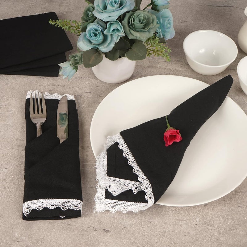 FINGERCRAFT Cloth Napkin 20x20 Inches Set of 12 Cotton Linen Blend Excellent Absorbency Washable and Reusable Durable Dinner Napkin for Kitchen Hotels Wedding Party Black - Image 3