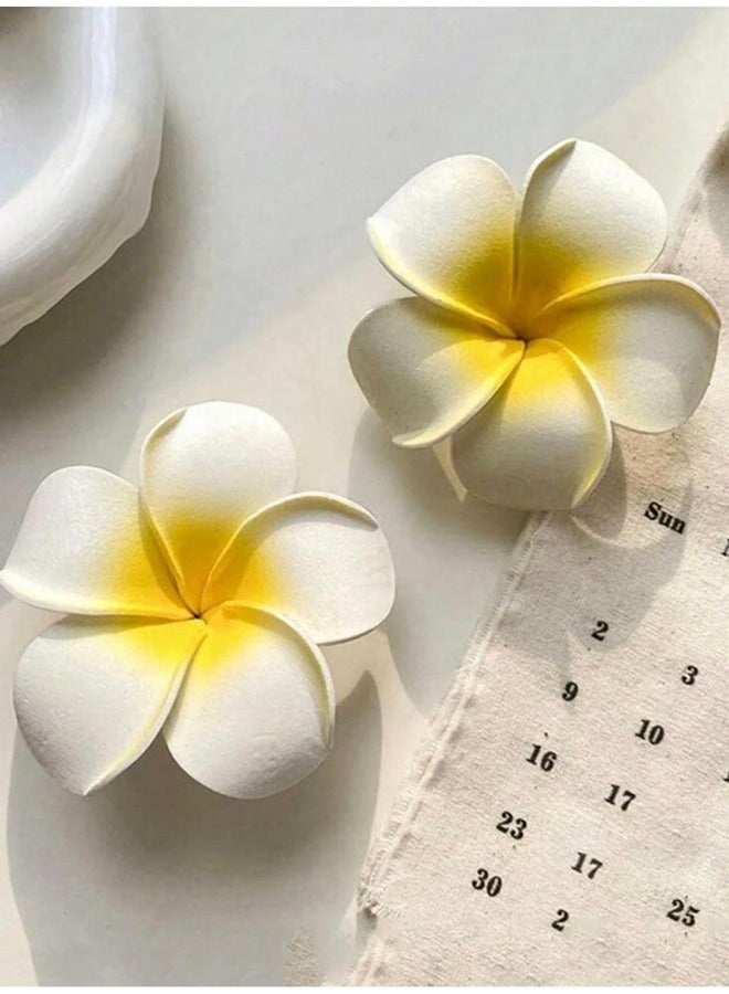 2 Pieces Women's Hair Clip Shaped Like Plumeria Flower For Stylish Daily Hair, Suitable For Securing Small Hair Strands  - Image 1