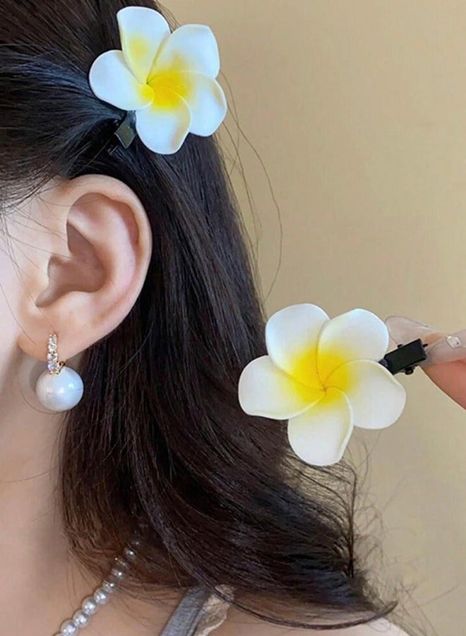 2 Pieces Women's Hair Clip Shaped Like Plumeria Flower For Stylish Daily Hair, Suitable For Securing Small Hair Strands  - Image 3
