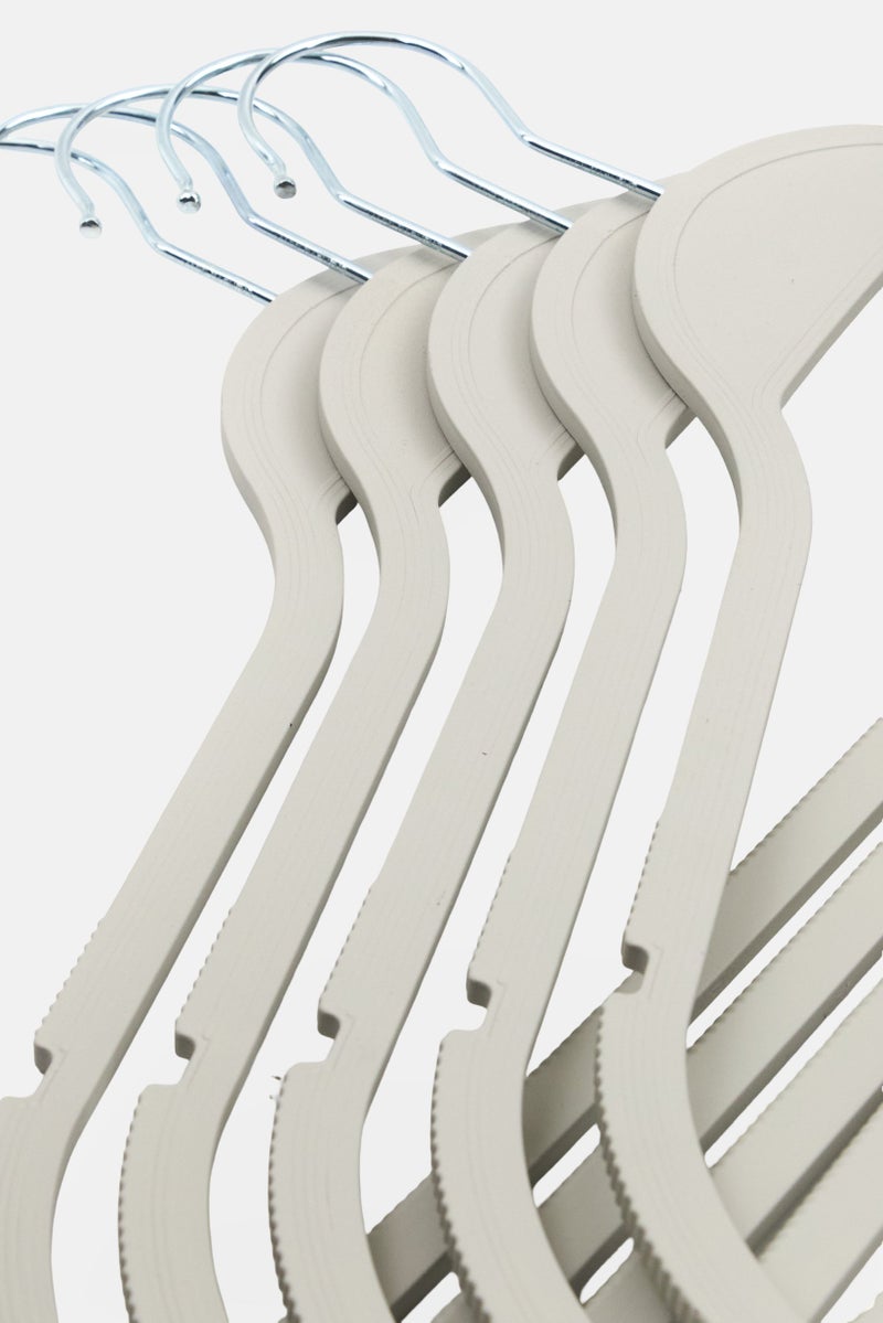 LIFESTYLE 5 Pieces Non-Slip Rubberized Hangers Set, Light Grey - Image 3