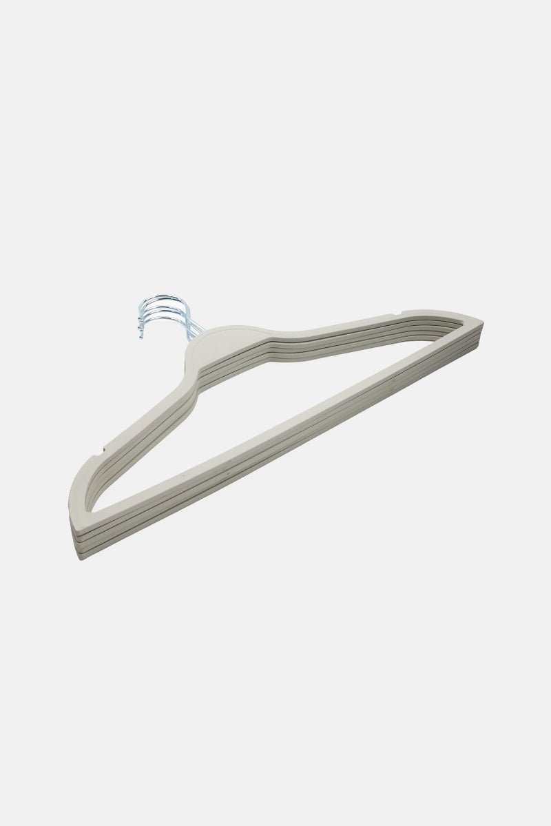 LIFESTYLE 5 Pieces Non-Slip Rubberized Hangers Set, Light Grey - Image 2