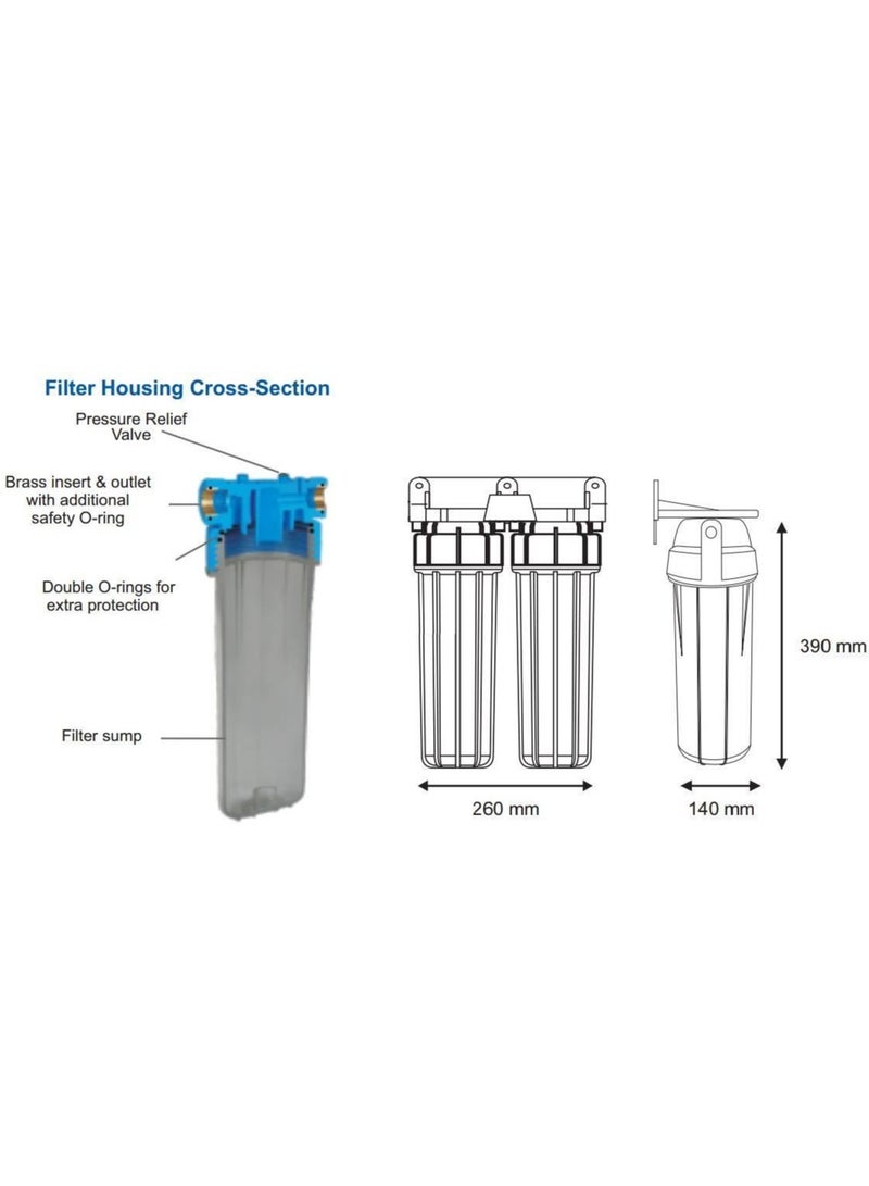 milano High Grade Water Filter Double | 0Water Filtration System, Water Purifier For Kitchen & Dining Room - Image 3