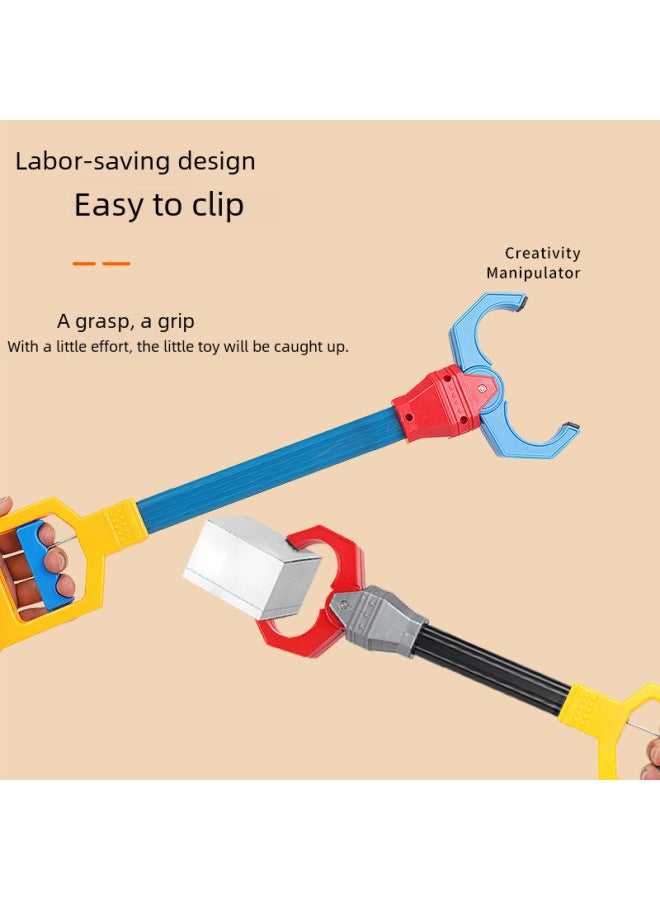 Creative Large Children's Interactive Toy Tongs Clamping Long Handle Mechanical Arm Fun Parent-child Play Toy-Color:356J Blue Robotic Arm Toy - Image 5