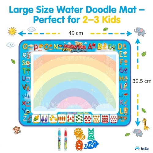FunBlast Water Doodle Mat 49 X 30 Cm, Fruit Alphabet Magic Drawing Mat with1 Pen, 4 Small 4 Plastic Template, Learning and Educational Doodle Mat for Toddler - Image 3
