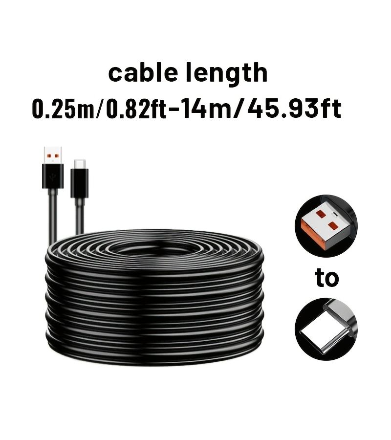 كابل شحن سريع طويل للغاية من نوع USB Type C بطول 6 أمتار (19.68 قدم)، مضفر من النايلون، متوافق مع أجهزة Huawei وSamsung وXiaomi وOppo وVivo والكاميرات. - Image 2