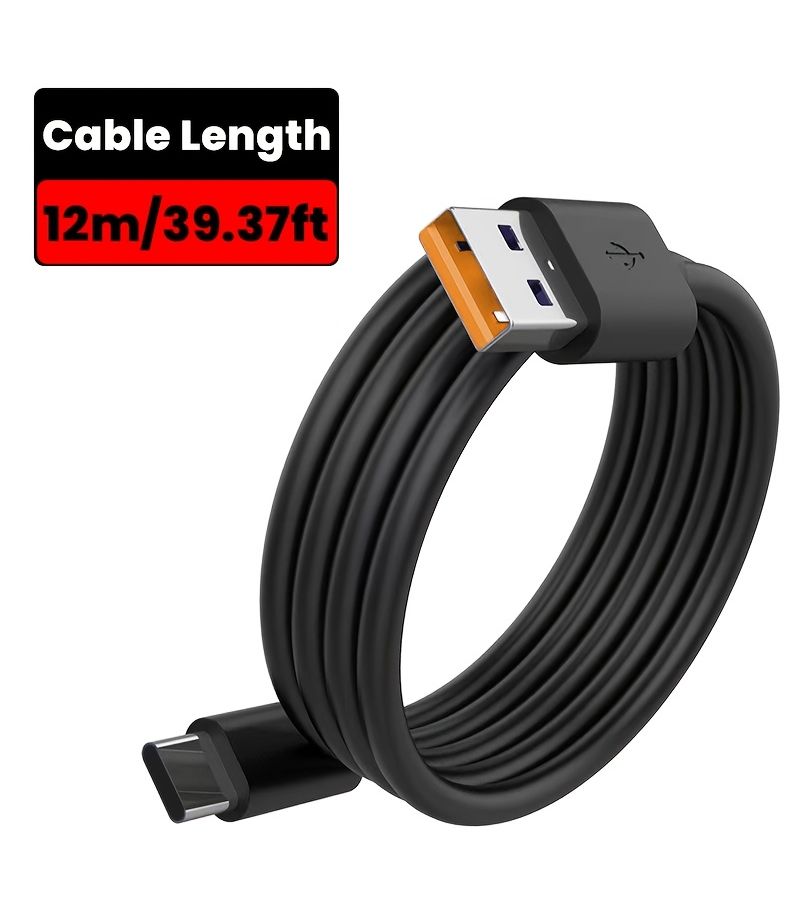 كابل شحن سريع طويل للغاية من نوع USB Type C بطول 6 أمتار (19.68 قدم)، مضفر من النايلون، متوافق مع أجهزة Huawei وSamsung وXiaomi وOppo وVivo والكاميرات. - Image 5