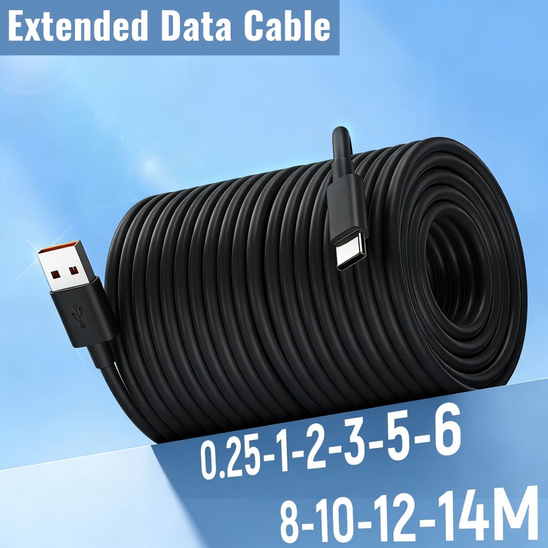 كابل شحن سريع طويل للغاية من نوع USB Type C بطول 6 أمتار (19.68 قدم)، مضفر من النايلون، متوافق مع أجهزة Huawei وSamsung وXiaomi وOppo وVivo والكاميرات. - Image 1