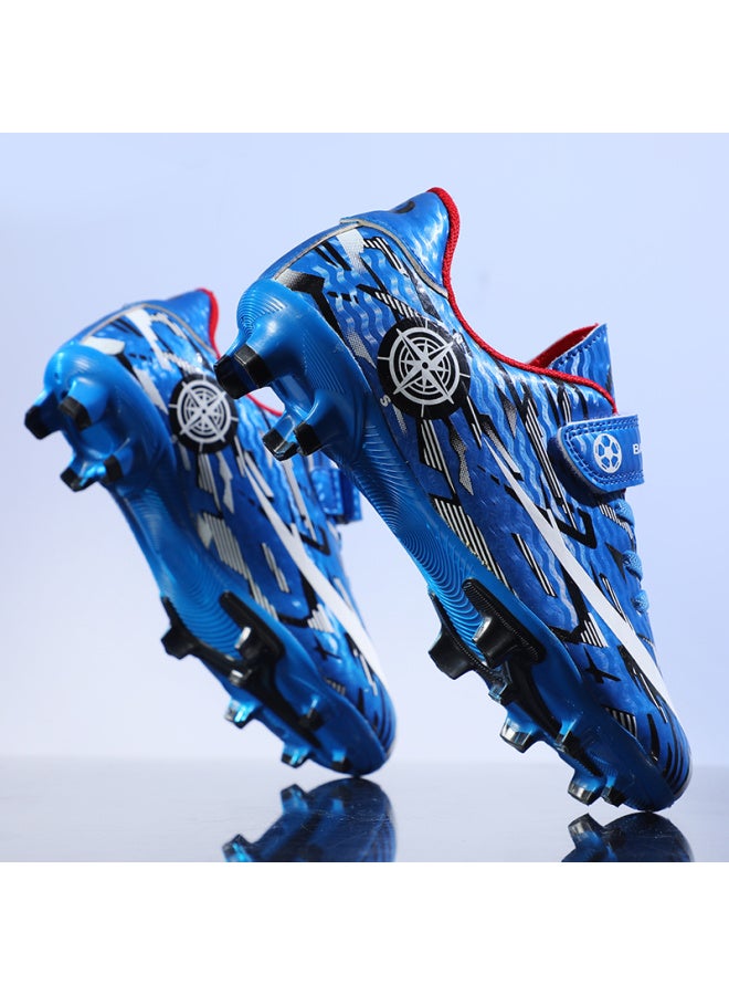 Children's Football Shoes Boys' Shattered Spikes - Blue Long Nails, Autumn Middle School Students Teenagers Competition Training Sneakers