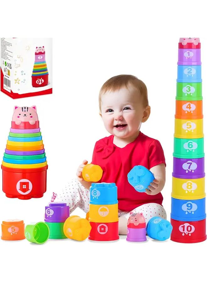 Stacking Cups Set Learning Toys For Toddlers Age 1 2 3 Years Old Birthday Gift - Image 1