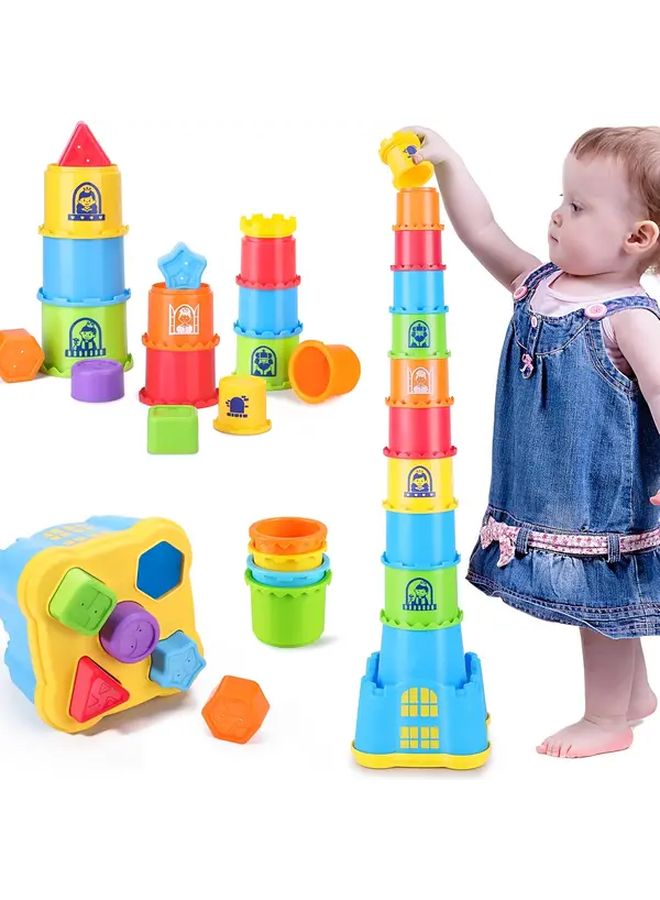 Stacking Cups Set Learning Toys For Toddlers Age 1 2 3 Years Old Birthday Gift - Image 4