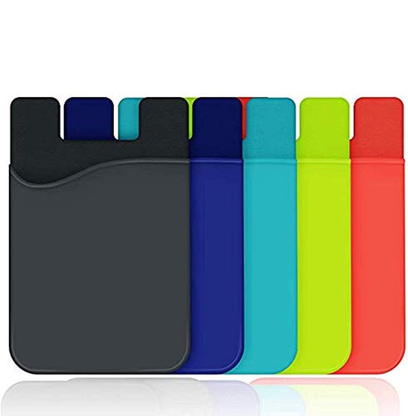 BIGTHREE 5-Pack Silicone Credit Card Holder for Phone Back, Adhesive Wallet Pouch with 3M Sticker - Image 2