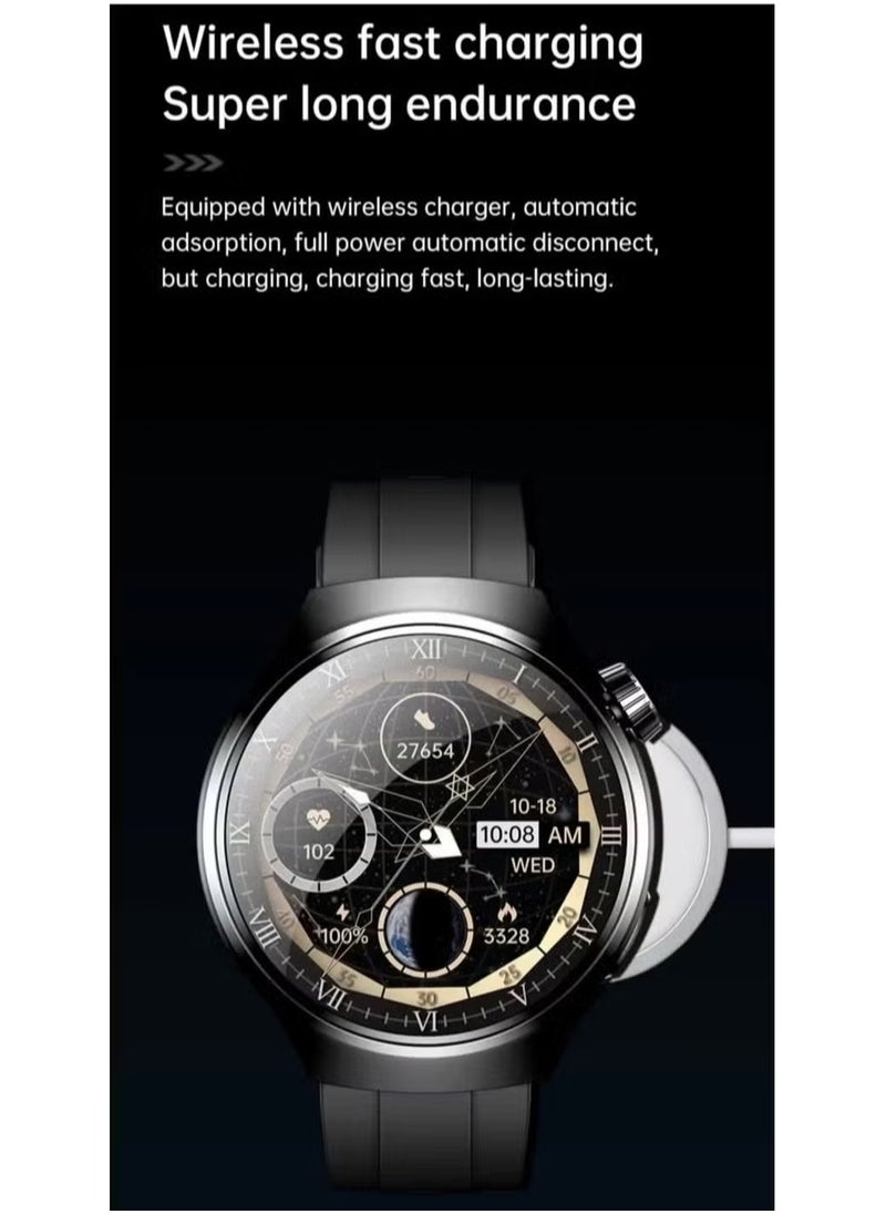 WISME X16 Round Shape Curved Display Smartwatch with 7 Pair Straps, Charging Cable- Designed for Men Silver  - Image 2