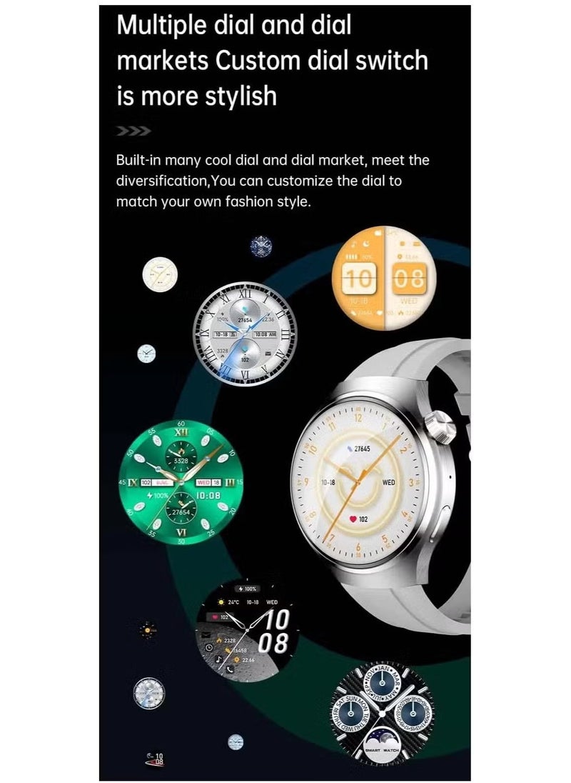 WISME X16 Round Shape Curved Display Smartwatch with 7 Pair Straps, Charging Cable- Designed for Men Silver  - Image 3