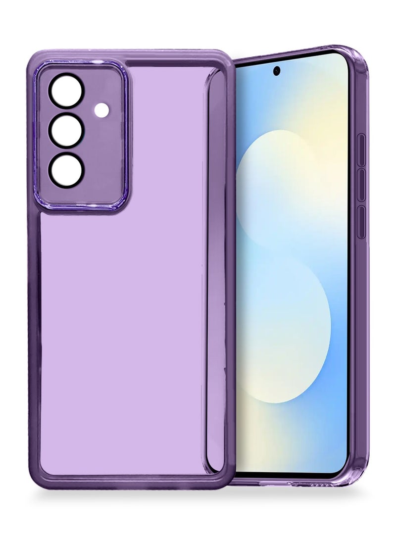 دبليو تيك غطاء خلفي لهاتف سامسونج جالاكسي S25 FE 5G 2025 من السيليكون شفاف ناعم لحماية عدسة الكاميرا، رقيق جدًا، هاتف أنيق، حافة الكاميرا مطلية بالكهرباء - لون الباذنجان الأرجواني - Image 1