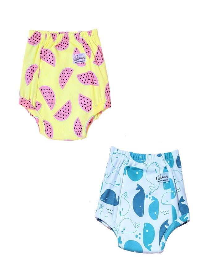 SNUGKINS Snug Potty Training Pull-up Pants | Washable & Reusable | Fits 9 Months to 6 Years | Pack of 2, 3 & 4. (in, Age, 3 Years, 4 Years, Pack of 2 - Melon & Whale) - Image 1