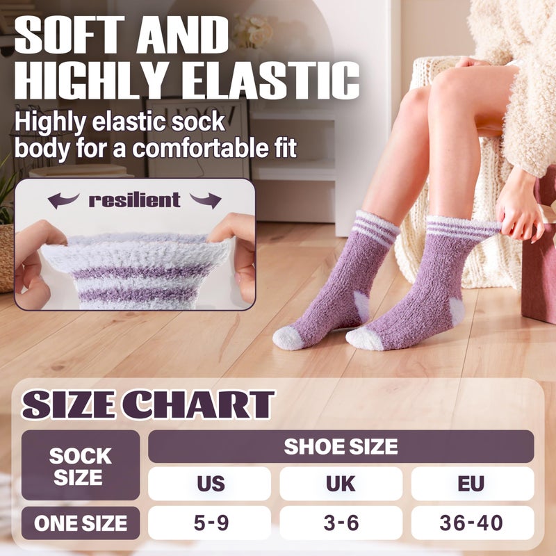 ANTSANG Fuzzy Socks for Women, Fluffy Warm Soft Slipper Socks for Winter & Home, Ideal for Teen Girls(Assorted Stripes) - Image 5
