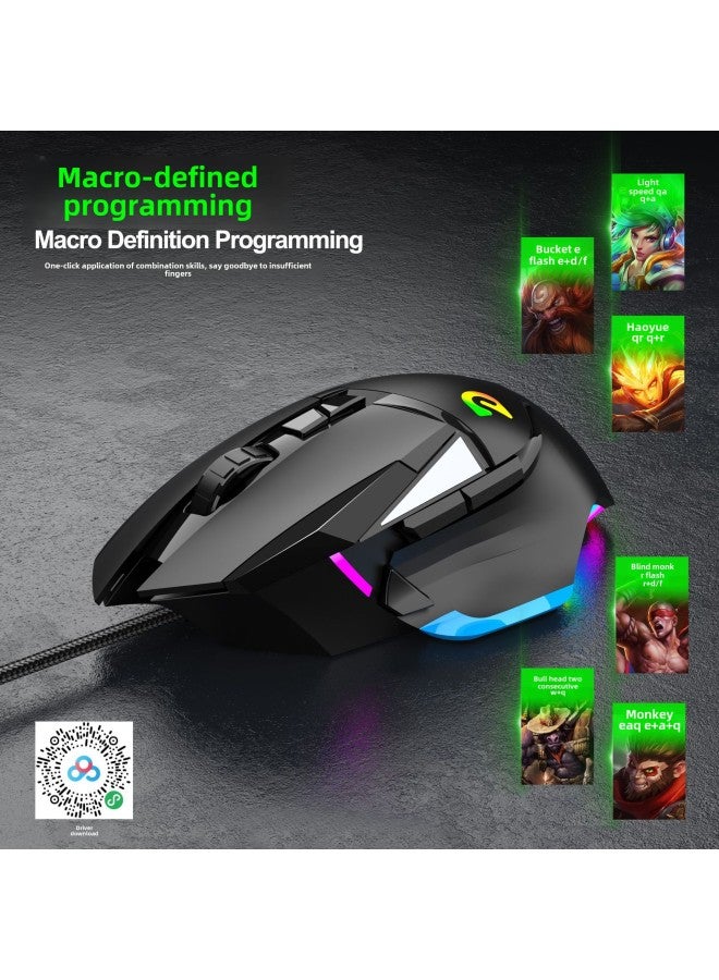 ماوس الألعاب الميكانيكي السلكي G502 Hero League RGB Electric Competition Macro Eating Chicken Computer Internet Cafe Mouse Office-اللون: أبيض - Image 3