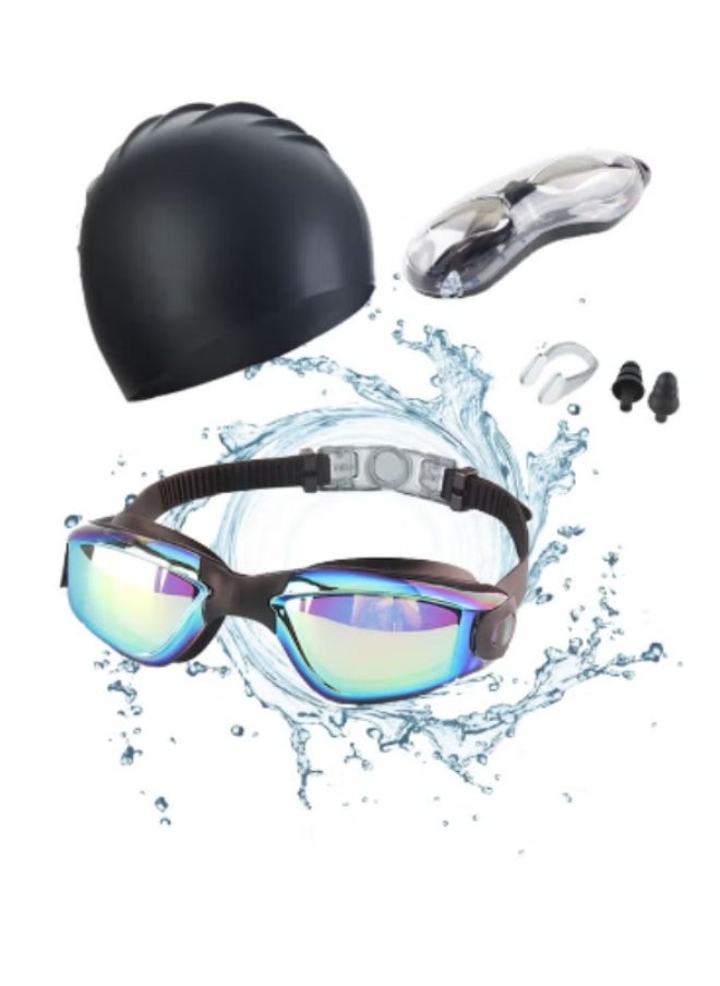 Super ZYouth 5-in-1 Anti-Fog Swimming Goggles - Goggle Set with Swimming Cap, Earplugs, Nose Clip, Leak-Proof Goggles , Waterproof goggles Resistance UV Suitable for Swimming Lover  - Image 1