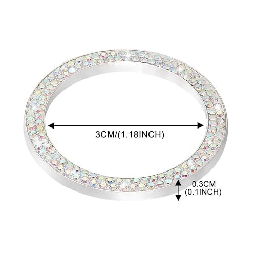 WINKA 2pcs Bling Car Engine Start Button Cover Diamond Crystal Push Start Stop Button Ring Sparkly Bling Ignition Button Cover Rhinestone Keyless Ignition Ring Universal Car Accessories (Colorful) - Image 2