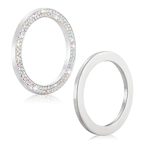 WINKA 2pcs Bling Car Engine Start Button Cover Diamond Crystal Push Start Stop Button Ring Sparkly Bling Ignition Button Cover Rhinestone Keyless Ignition Ring Universal Car Accessories (Colorful) - Image 3