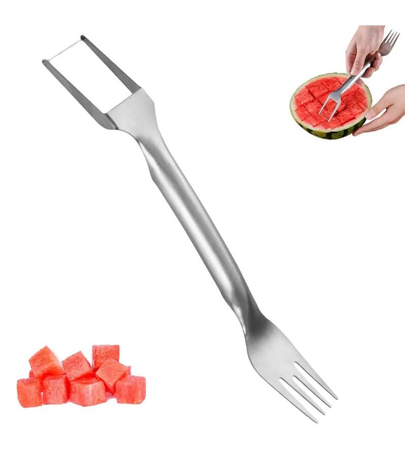 2 In 1 Stainless Steel Dual Head Fruit Cutter And Slicer Tool 1 Pcs - Image 2