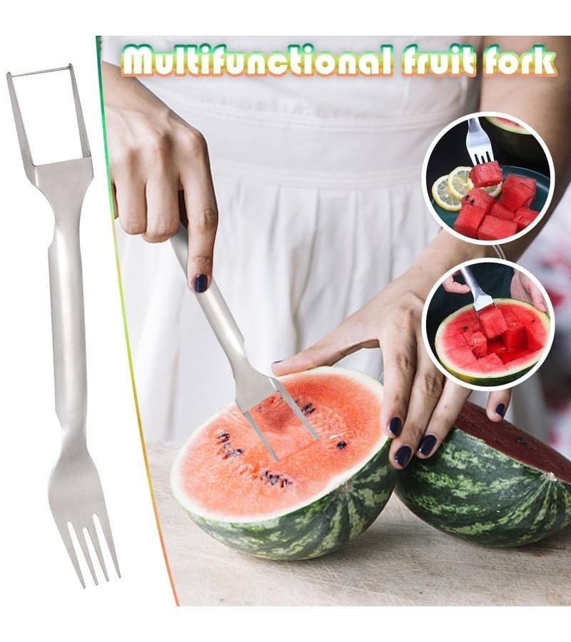 2 In 1 Stainless Steel Dual Head Fruit Cutter And Slicer Tool 1 Pcs - Image 3
