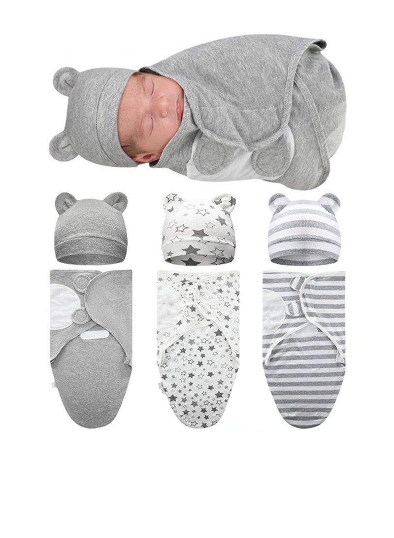 3 Pack Baby Swaddle Blanket for 0-6 Months, Baby Essentials for Newborn Girls Boys, 100% Cotton Infant Adjustable Swaddling Sleep Sack, Super Soft Nursery Swaddling Blankets, 73x50cm - Image 1