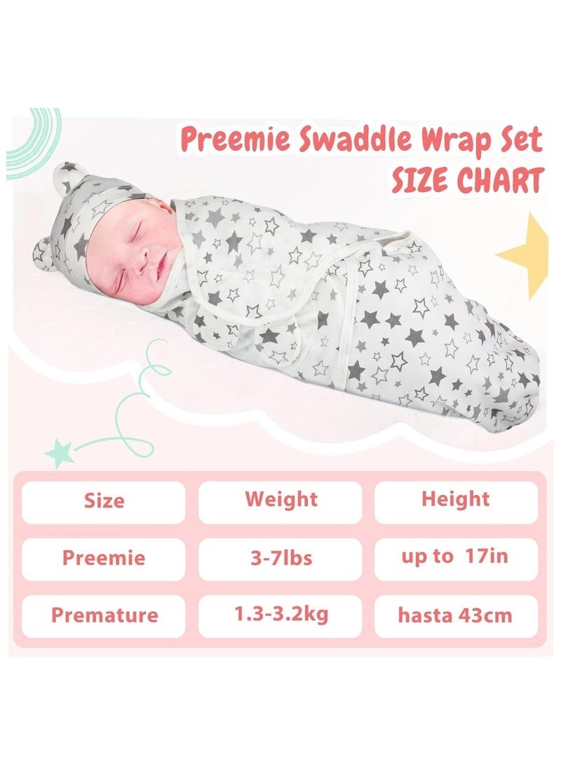 3 Pack Baby Swaddle Blanket for 0-6 Months, Baby Essentials for Newborn Girls Boys, 100% Cotton Infant Adjustable Swaddling Sleep Sack, Super Soft Nursery Swaddling Blankets, 73x50cm - Image 3
