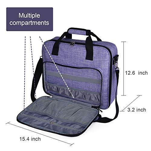 BAGLHER Cross Stitch & Embroidery Organizer Bag - Large Portable Project Storage with 3 Compartments, Travel Friendly Carrying Case for 11.2" Hoops, Threads, Supplies (Purple) - Image 4