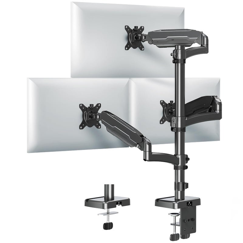 MOUNT PRO Triple Monitor Mount for Max 32" Computer Screen, Adjustable 3 Monitor Desk Mount, up to 19.8lbs Each, Three Display Arm with Tilt Swivel Rotation, VESA Mount 75x75/100x100mm - Image 1