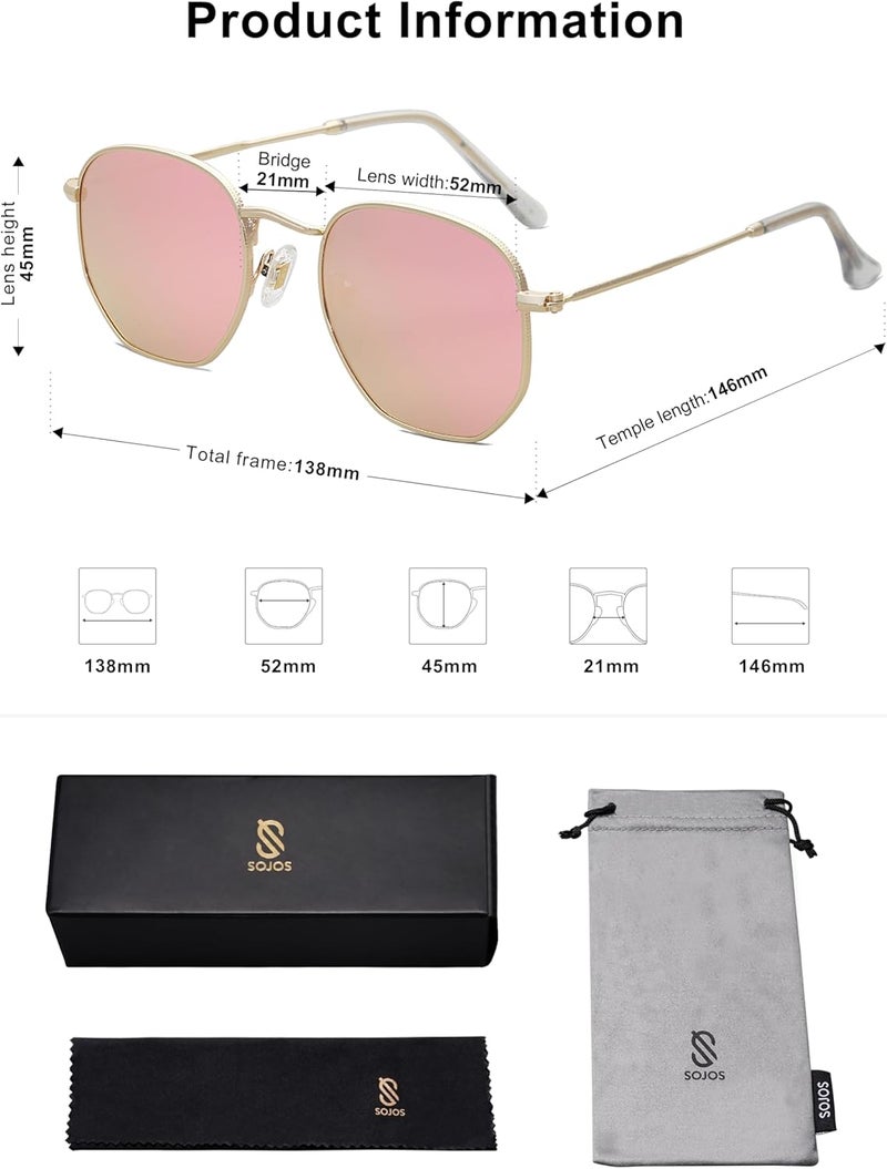 Sojos Square Polarized Sunglasses for Women Men Small Hexagonal Polygon Mirrored Lens SJ1072 - Image 5