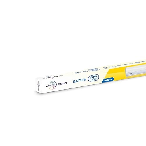 WIPRO ويدرو غارنيت 20 واط LED باتن لغرفة المعيشة وغرفة النوم | 2 قدم | أنبوب ضوء ساطع وموفر للطاقة للمنزل | ضوء نهاري بارد (6500 كيلفن) مع 2000 لومن | عبوة من 2 - Image 2