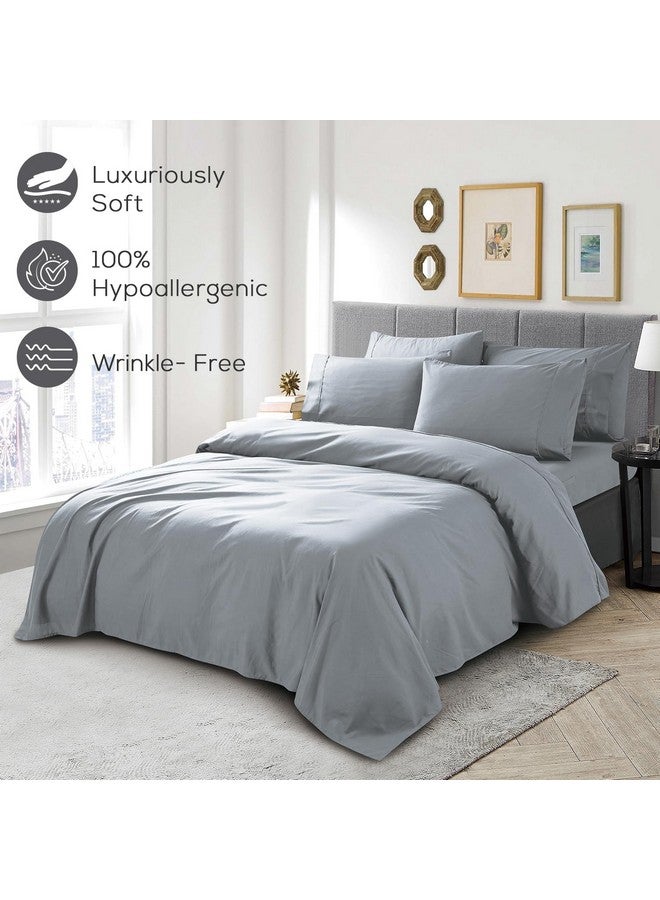 Mueller Mueller Ultratemp Bed Sheets Set, Super Soft 1800, 6 Piece California King Sheet Sets, Deep Pocket up to 16", Transfers Heat, Breathes Better, Hypoallergenic, Wrinkle-Resistant, Oeko-TEX, Light Grey  - Image 5