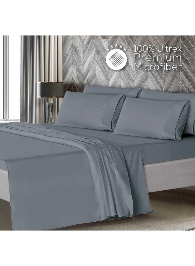 Mueller Mueller Ultratemp Bed Sheets Set, Super Soft 1800, 6 Piece California King Sheet Sets, Deep Pocket up to 16", Transfers Heat, Breathes Better, Hypoallergenic, Wrinkle-Resistant, Oeko-TEX, Light Grey  - Image 3