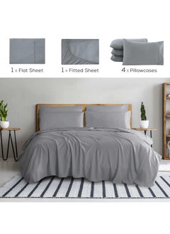 Mueller Mueller Ultratemp Bed Sheets Set, Super Soft 1800, 6 Piece California King Sheet Sets, Deep Pocket up to 16", Transfers Heat, Breathes Better, Hypoallergenic, Wrinkle-Resistant, Oeko-TEX, Light Grey  - Image 2