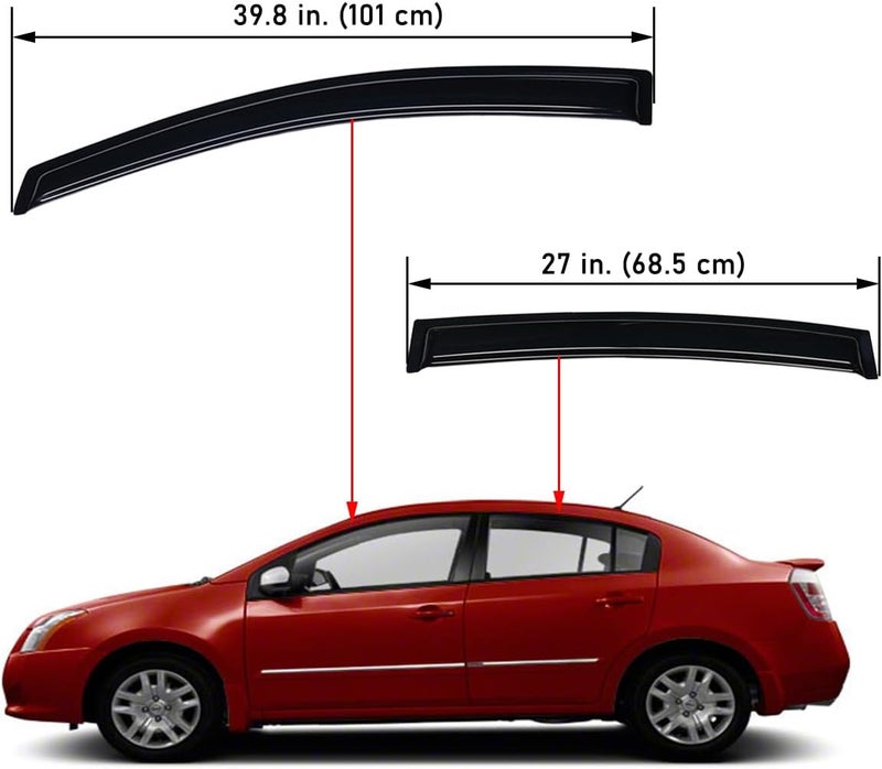 Lightronic WV94165 Tape-on Side Window Visor Deflector Rain Guard Set for 2007-2012 Nissan Sentra - Image 2