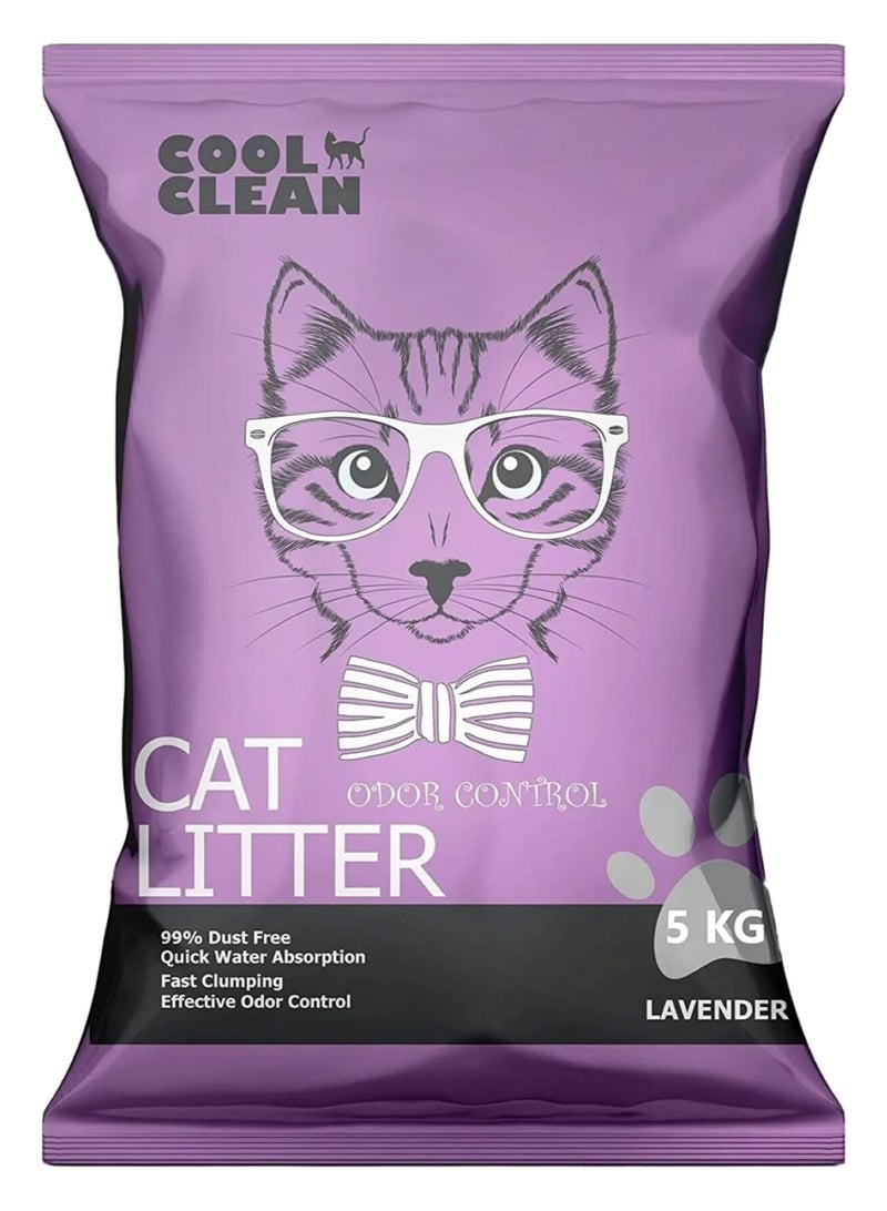 Cool Clean Clumping Cat Litter – Lavender Scent, 5Kg - Image 1