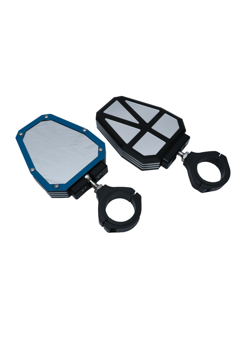 Generic Pair of Blue Framed Heavy Duty Aluminum Alloy UTV rearview Side mirrors  - Image 1