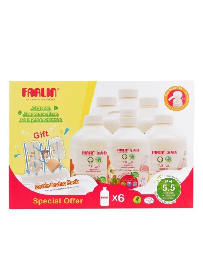 FARLIN Pack Of 6 Eco Friendly Clean 2.0 Baby Bottle Washing Liquid - 6 X - Image 1