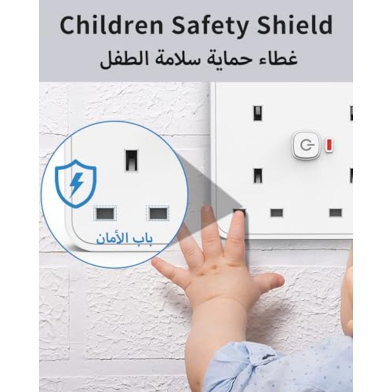 4 سلك تمديد حلقي مع 4 فتحات USB 1 نوع C و3 USB-A، وصلة توصيل 5 سم مع منافذ USB، شريط طاقة قصير مع مفتاح مؤشر LED، محطة شحن للمطبخ، المنزل، المكتب. - Image 4