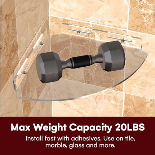 Vdomus Set of 2 Shower Caddy Bathroom Shelves - Vdomus No-Drill Shower Organizer - Floating Adhesive Acrylic Storage for Tile Walls - Sleek and Durable Bathroom Organizers and Storage - Image 3