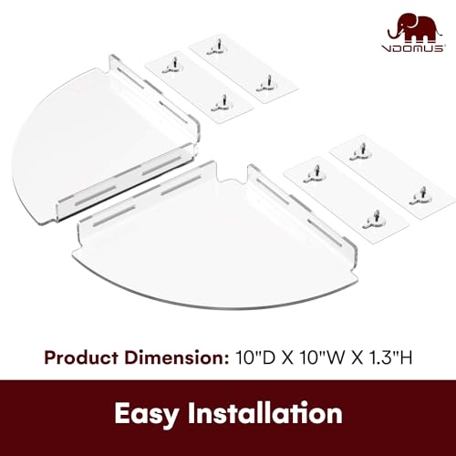 Vdomus Set of 2 Shower Caddy Bathroom Shelves - Vdomus No-Drill Shower Organizer - Floating Adhesive Acrylic Storage for Tile Walls - Sleek and Durable Bathroom Organizers and Storage - Image 5