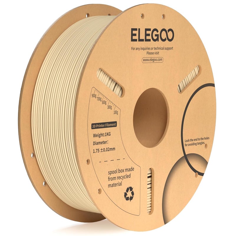 خيوط ELEGOO PLA+ 1.75 مم 1 كجم، خيوط طابعة ثلاثية الأبعاد PLA Plus، دقة أبعاد +/- 0.02 مم، قوية وعالية القوة، مناسبة لمعظم طابعات FDM (1 كجم/بكرة، 2.2 رطل) (بيج)