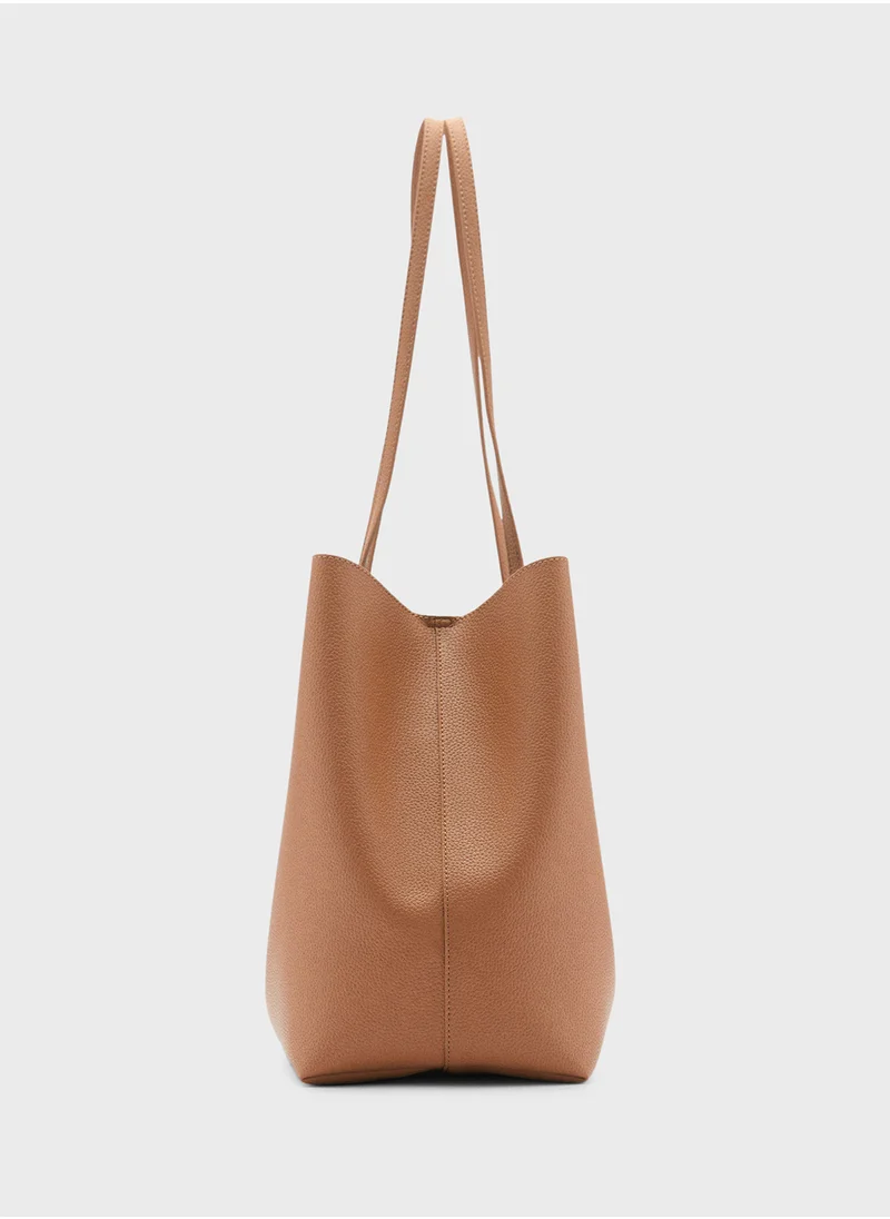 MANGO Double Handle Shopper Bag