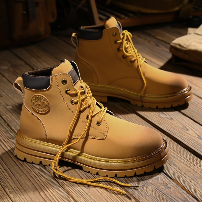 Men's Martin Boots 2026 New Thick Sole Height Increasing Work Boots Waterproof Microfiber  Upper - Image 2
