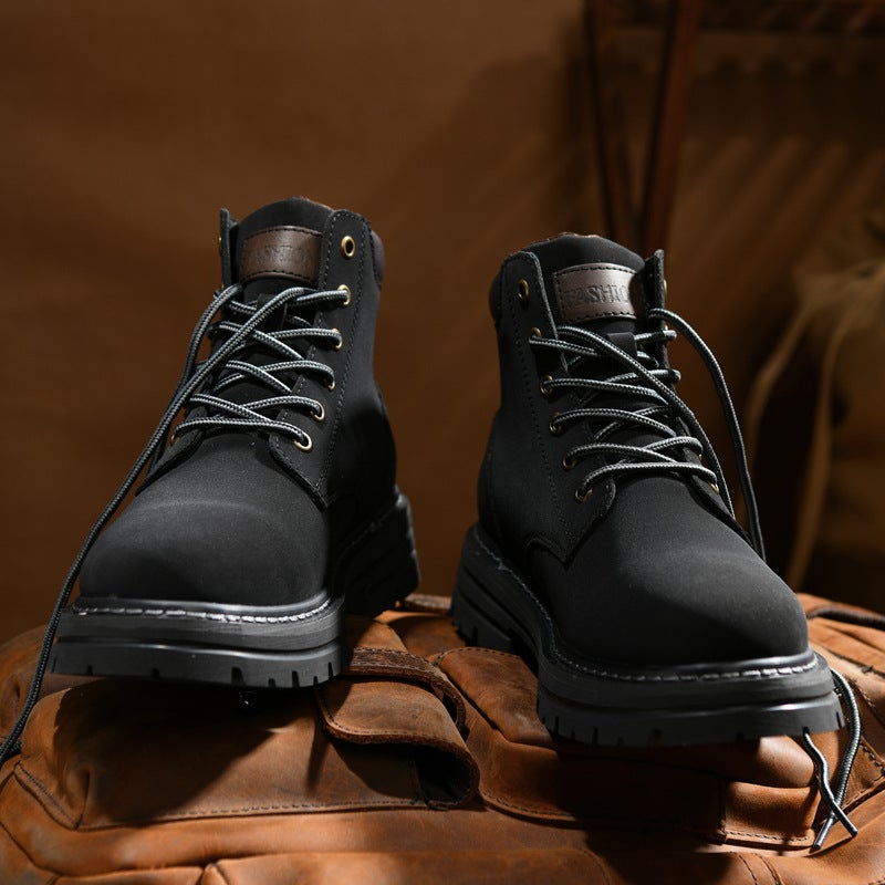 Men's Martin Boots 2026 New Thick Sole Height Increasing Work Boots Waterproof Microfiber  Upper - Image 4