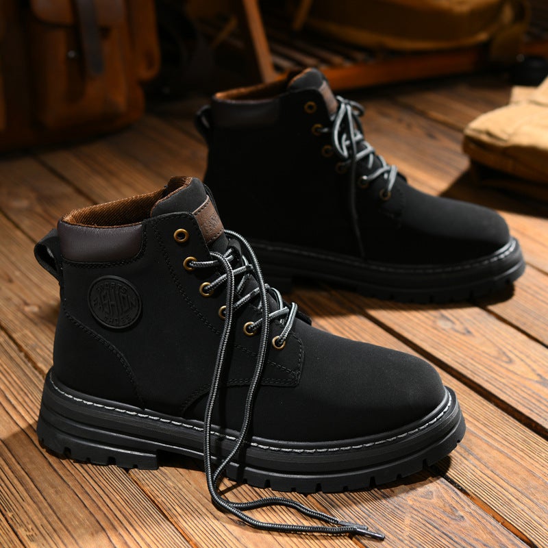 Men's Martin Boots 2026 New Thick Sole Height Increasing Work Boots Waterproof Microfiber  Upper - Image 3
