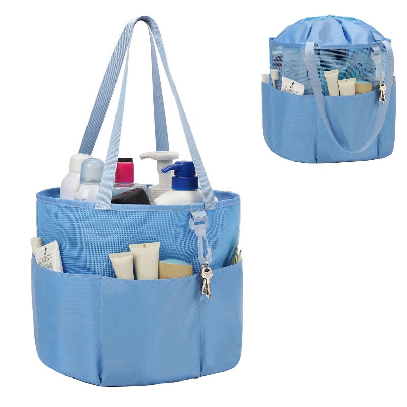 onemoky Mesh Shower Caddy Portable Travel Toiletry Bag for Women Men Large Capacity Shower Bag Quick Dry Bathroom Bag for Dorm Gym Bathroom Camping Beach Swimming Traveling Blue - Image 2