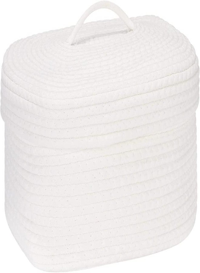 GRATIFY Cotton Rope Storage Basket with Lid, Oval, Medium, White, 15 x 11 x 6.5 Inches, 13.8L, Durable, Nursery Storage Container, Diaper Caddy, Baby Shower Basket, Organizer - Image 1