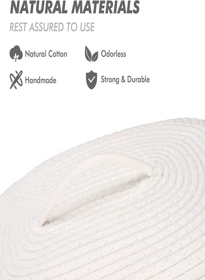 GRATIFY Cotton Rope Storage Basket with Lid, Oval, Medium, White, 15 x 11 x 6.5 Inches, 13.8L, Durable, Nursery Storage Container, Diaper Caddy, Baby Shower Basket, Organizer - Image 3